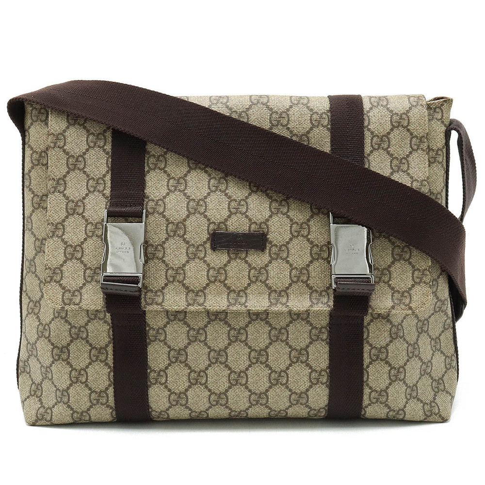 Gucci GG Supreme Bag Messenger Crossbody Leather Beige Cream Brown
